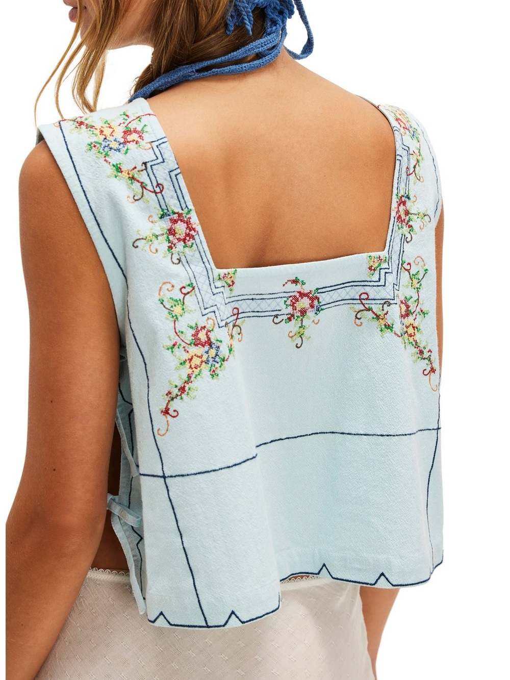 Free People Garden Wall Embroidered Crop Cotton Top XL - Picture 2 of 7